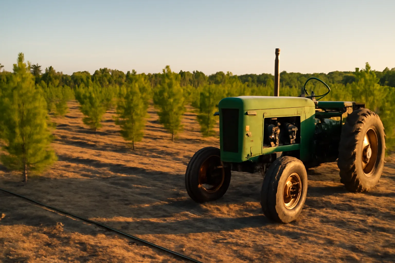 Young Virginia pines on a sandy Florida Christmas tree farm